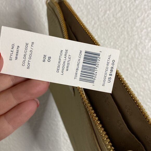NWT-Tory Burch- soft gold Landon large wristlet - Picture 7 of 8